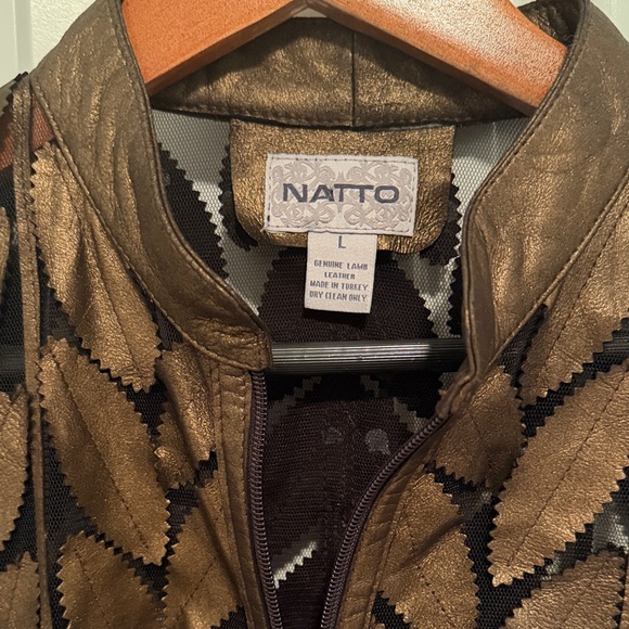 Natto real leather bronze Leaf Pattern - Picture 6 of 9